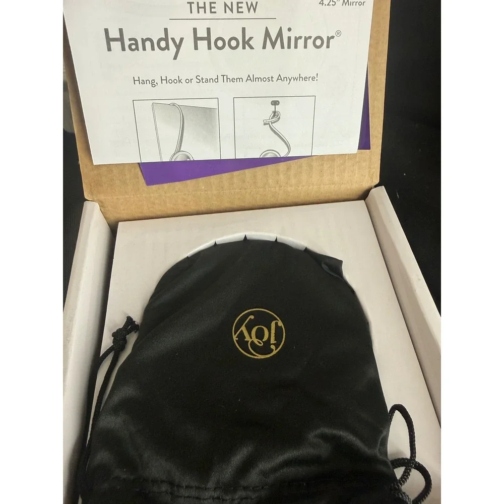 Joy Mangano Handy Hook Mirror Set of 2 Taupe 4.25 Inch Travel Mirrors with Pouch